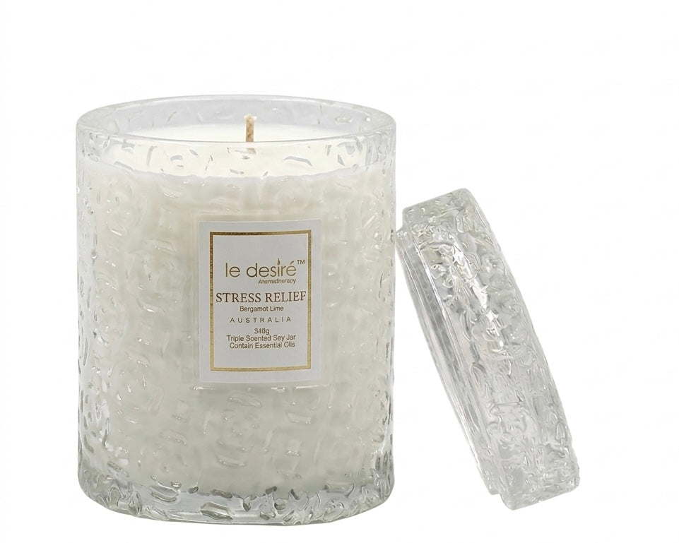 Stress Relief (Bergamot Lime) - Aromatherapy Soy Candle