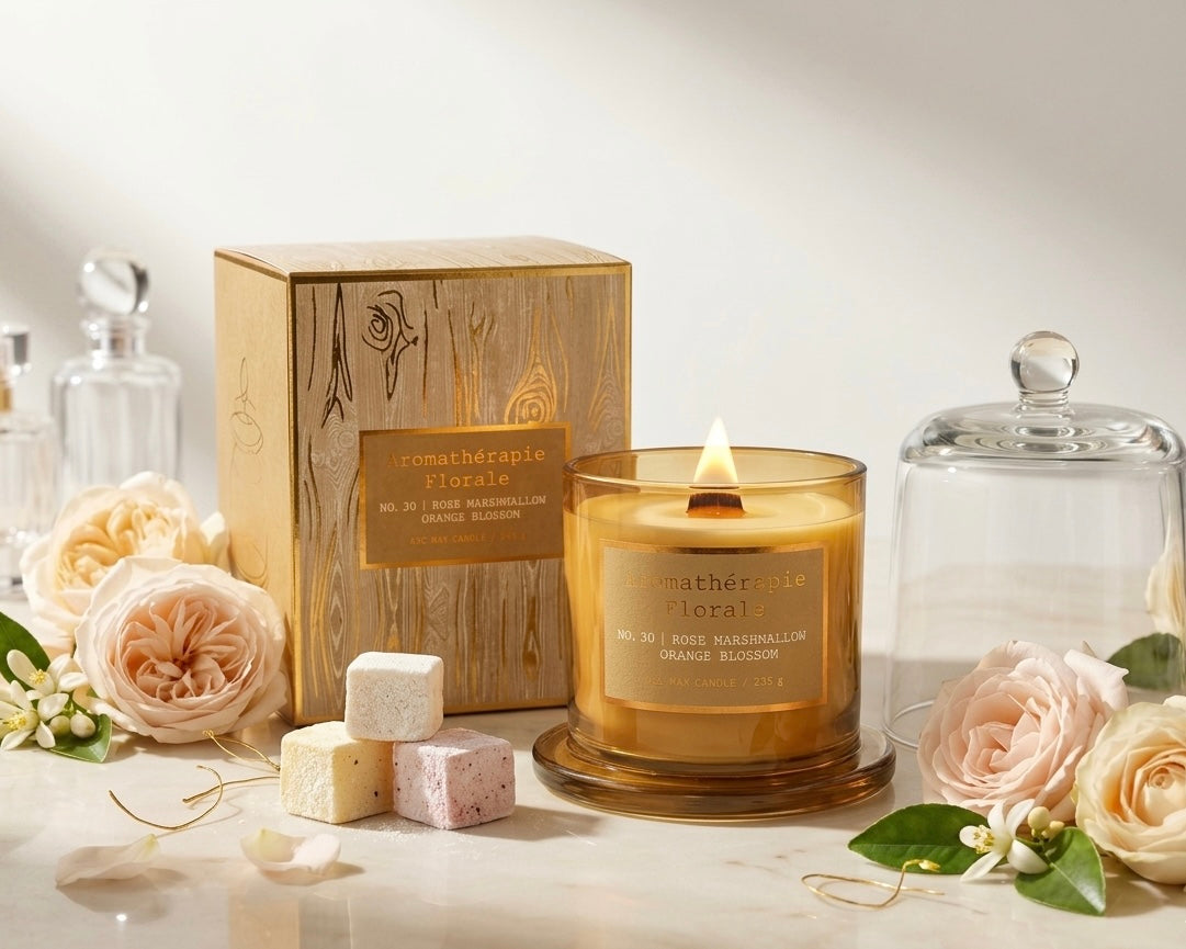 Rose Marshmallow Orange Blossom - Aromathérapie Florale Soy Candle