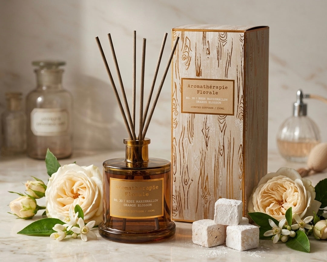 Rose Marshmallow Orange Blossom - Aromathérapie Florale Reed Diffuser